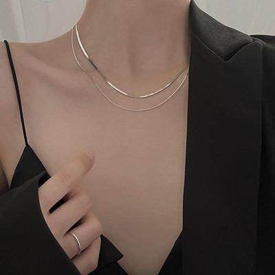 Colier clavicular dublu placat cu argint S925 - Stil rece 2021, simplu și versatil pentru femei