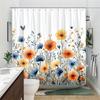 1pc bright floral watercolor shower curtain, polyester, machine washable, fashionable theme, suitable for bathroom decoration