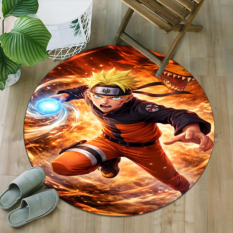 1pc Naruto  Carpet, Round Rug, Comfortable, Suitable for Entryways, Living Rooms, Office, And Bedrooms, Christmas Decoration