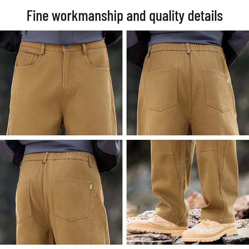 Jeep Men's 2025 Summer Loose Fit Straight Leg Cotton Casual Pants