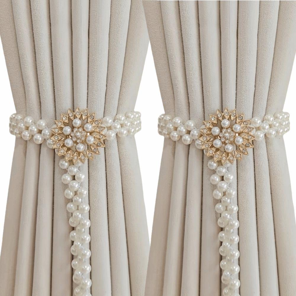 Butterfly Clips Imitation Pearl Curtain Ties Hexagonal Curtain Tiebacks Window Curtain Accessories