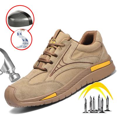 Imwete Men Work Safety Shoes Canvas Labor Protection Shoes Autumn Anti-hit Thick Sole Footwear Anti-puncture Breathable Sneaker