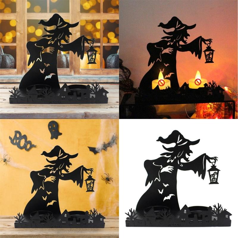Witches Shape Iron Candle Holder,Witches Lamp Candle Stand for Halloween Party and Haunteds House Display