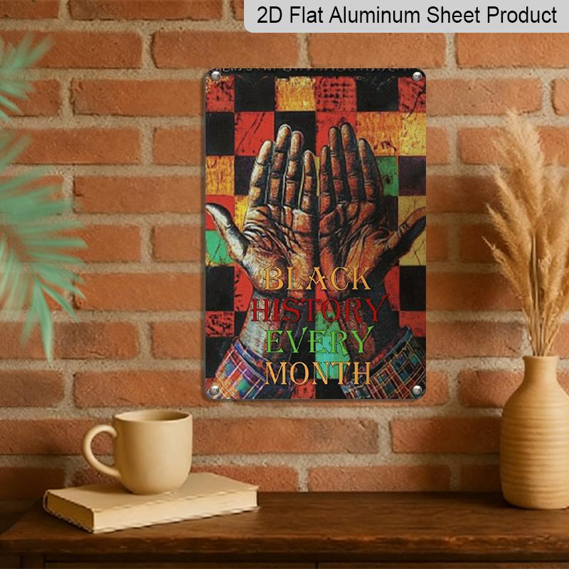 2D Flat 1pc Black History Month Celebration Metal Sign, 8x12 Inches - Vibrant African-Inspired Design with Raised Fist Symbol, Ideal for Home