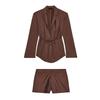 Long Sleeves Lapel Thin Belt Suit Outwear 2010821 Strap Accessories Mid Waist Mini Shorts 3152428