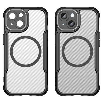 For iPhone 15 Case Compatible with MagSafe Carbon Fiber Texture TPU+PC Phone Cover