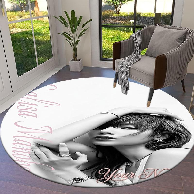 Blackpink Custom Name Round Area Rug,Carpet Rug for Living Room Bedroom Sofa Playroom Decor,Non-slip Floor Mat