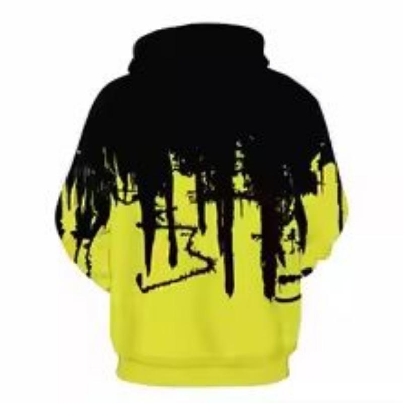 New Autumn Men's Fashionable Neutral Ink Design Printed Soft and Comfortable Hooded Sweatshirt Outdoor Streetwear