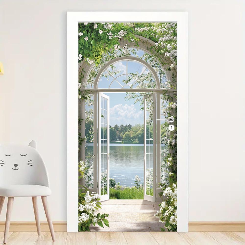 Vibrant Sunlight and Floral Self-Adhesive Wall Stickers - Living Room, Bedroom, and Office Decor Options | Modern Abstract Art Murals