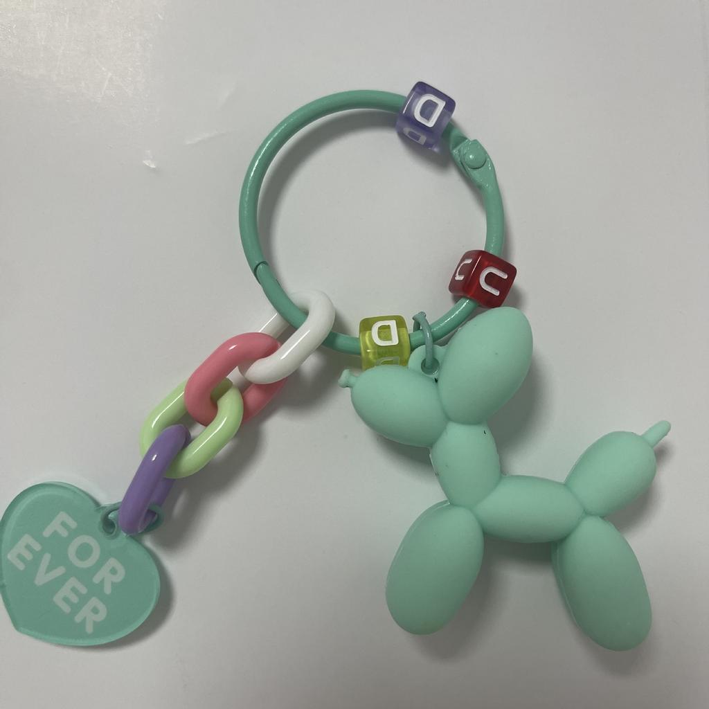 Balloon Dog Car Key Chain Pendant Internet Celebrity Love Accessories Bag Hanging Decoration Girl's Small Gift