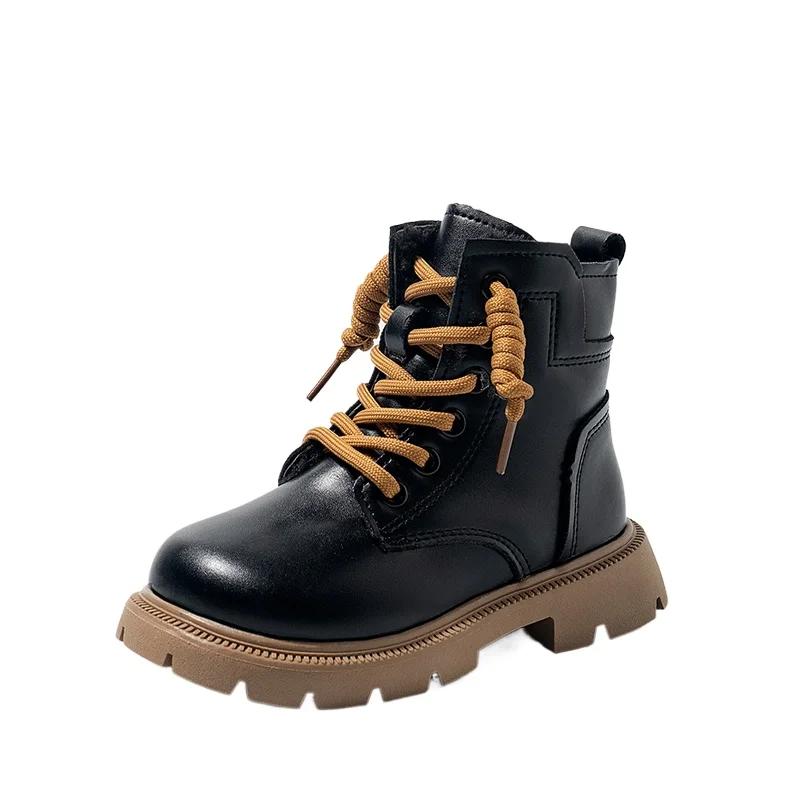 2024 Children Short Boots for Girls Boys Winter New Fashion Korean British Style Soft Bottom Anti-slippery Versatile Warm Shoes