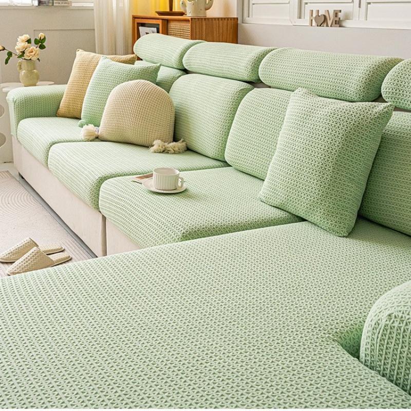 Cream Style Jacquard Velvet Sofa Cover Elastic Universal Couch Cushion Slipcovers Sectional Sofa Lid Towel Chaise Lounge Covers