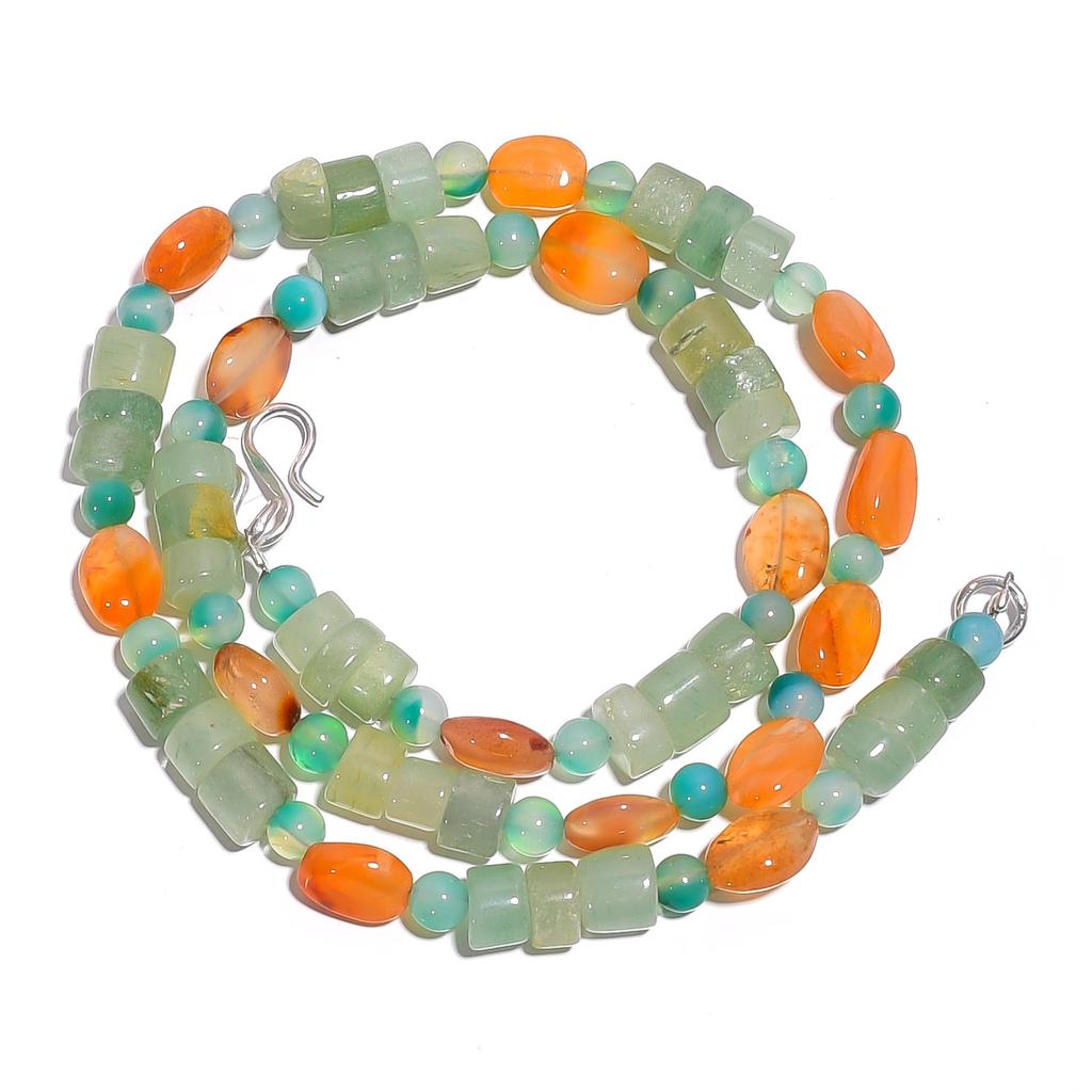 Natural Carnelian Aventurine Gemstone Smooth Beads Necklace 17" UB-4551 UB-4551