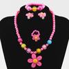 Modna Biżuteria dla Dziewczynek Dzieci Dziewczynka Żywica Kwiat Modelowanie Naszyjnik + Łańcuszek na Rękę + Kolczyki + Pierścionek