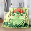 Anime Green Frog Designová deka s velkými očima Měkká přehoz přes postel Plážový teplý cestovní povlak pro děti Chlapci Dívky Dárek