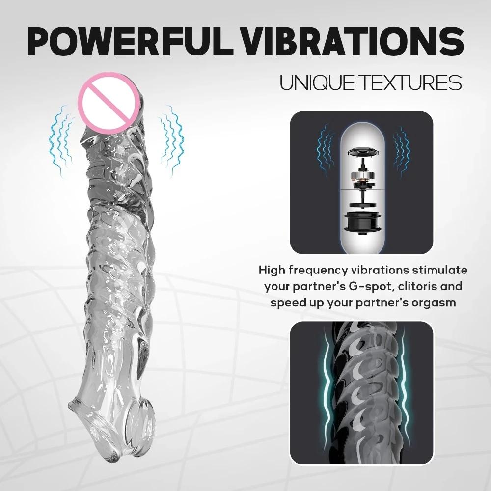 Male Penis Ring Penis Sleeve Dildos Condom Cock Ring Delay Ejaculation Reusable Enlargement Sex Toy For Men Women Sex Products M