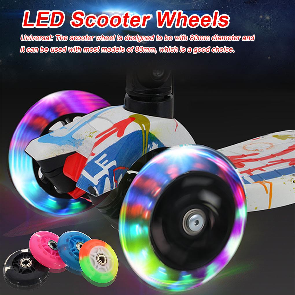 PU Children Scooter Wheel Portable Universal 80mm Repairing Rollerskate Inline Skate Colorful Wheels Part Accessories