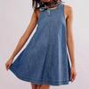 Vestido sin espalda Vestido de mezclilla para mujer Verano Nuevo Casual Sin mangas Halter Falda corta Falda de línea A