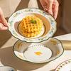 Light Luxury Flowers Ceramic Plates High End Restaurant Salad Dessert Plate Delicious Dishes Dining Plates Unique Home Tableware