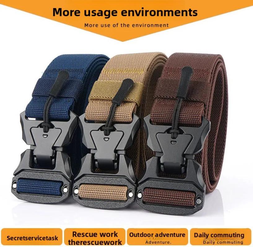 Elastic Men's Belt Tactical Belt Male Multi-function Alloy Magnetic Buckle High Quality Canvas Belt For Jeans Pants