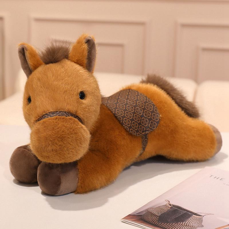 Simulated Lying Horse Plush Dolls Stuffed Animal Super Realistic Pony Plush Toys Classic Birthday Gift For Children