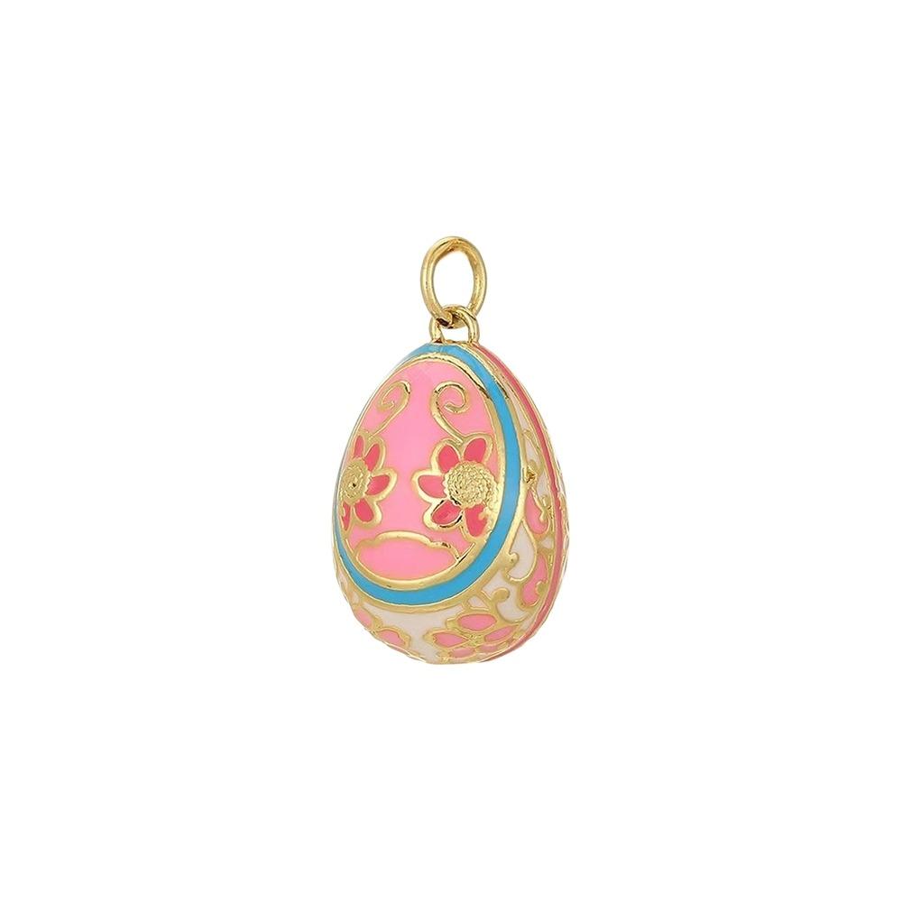 Copper Easter Egg Crystal Pendant Bohemia Necklace Pendant Colorful Enamel Pendant  Party