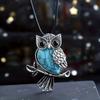 1pc JXMYBA Artificial Crystal Owl Pendant Necklace, Amethyst Rose Quartz Faux Gemstone Lucky Jewelry, Women'S Handmade Stone Pendant with Artificial F