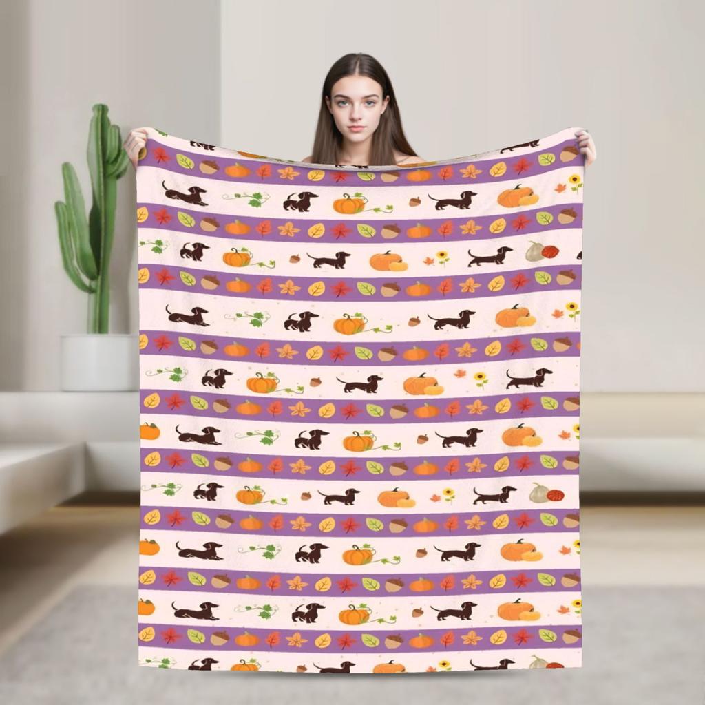 Dachshund Christmas Blanket Dogs Animal  Wool Throw Blanket Home Couch Printed Soft Warm Bedsprea