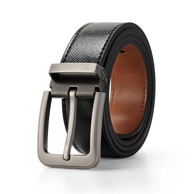 Casual Leather Belt Cowhide Belt Men'S Leather Belt, Business Double-Sided Pin Buckle Belt