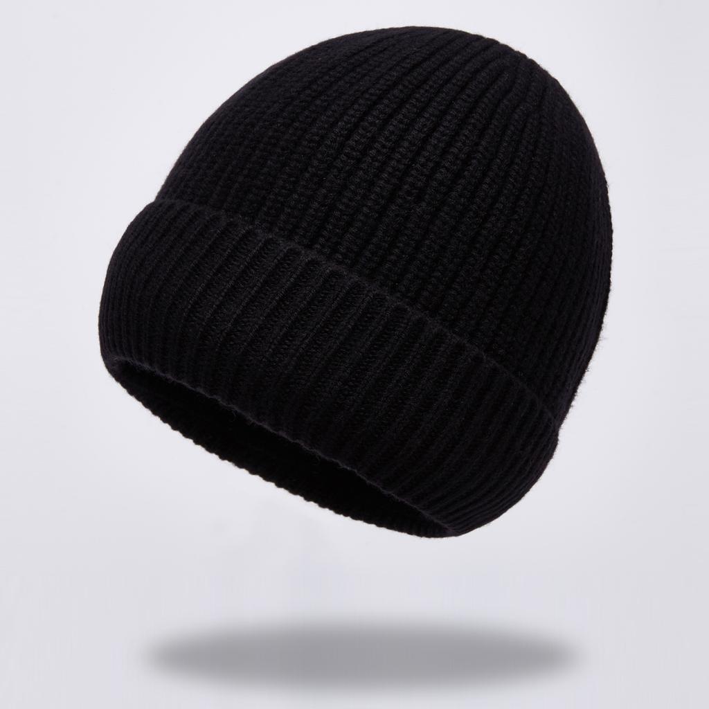 Autumn and winter new pure wool knitted hat warm hat men's fleece thickened adult hat men's cold hat
