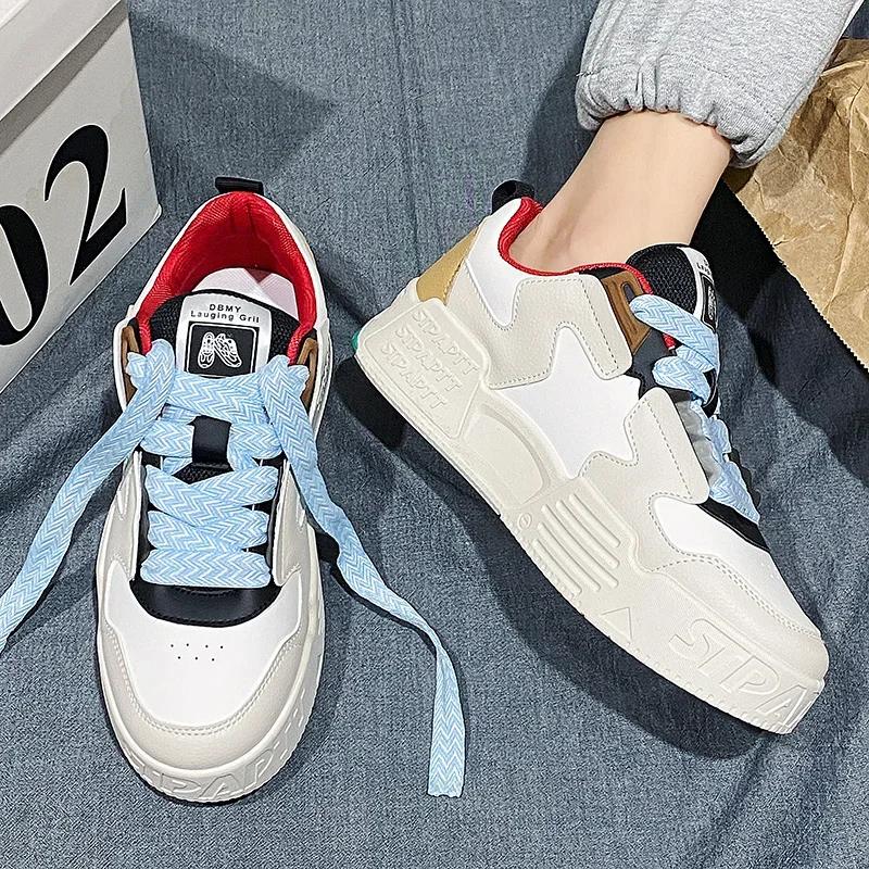 2024 New Outdoor Anti Slip Sports Shoes Top Spring and Autumn PU Board Shoes Fashion Student Sulfide Casual Running Shoes Size44