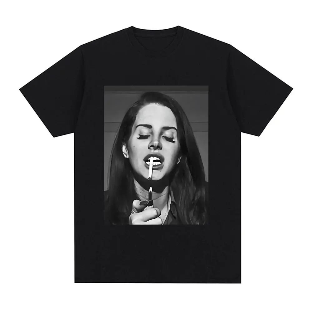 Gotické tričko s potiskem zpěváka Bavlněné tričko Ultraviolence Hudební album Tričko Vintage Hip Hop Streetwear Krátký rukáv Unisex