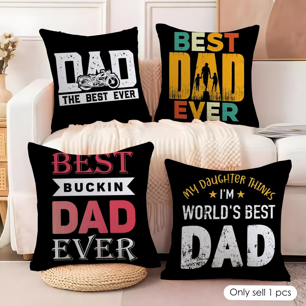 Best Dad Ever fathers day Cushion Cover Soft Plush Fabric DoubleSided Printed Cushion Covers for All Seasons Modern Home Decor