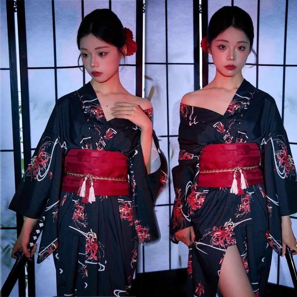 Dámské japonské kimono a yukata šaty pro formální fotografování