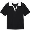 Betu Women's Color-block Polo Collar Short Sleeve T-shirt