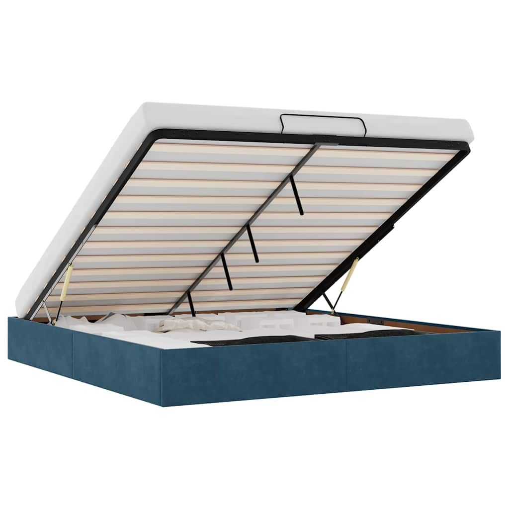 Ottoman Bed without Mattress Dark Blue 200x200 cm Velvet