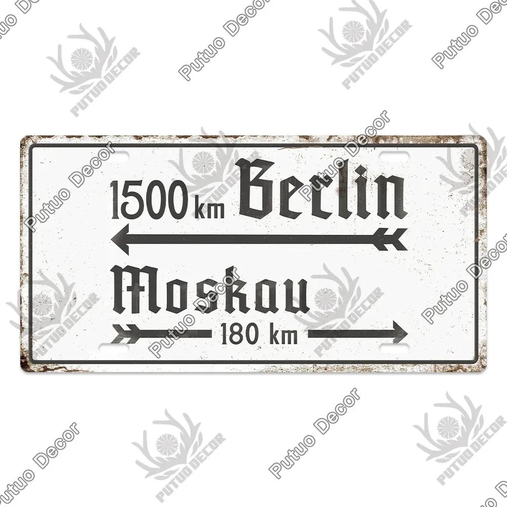 Putuo Decor Deutsche Kriegsgeschichte Vintage Metallschild mit Nummernschild-ähnlichem Design - Ideal für Garagen- und Heimwanddekoration