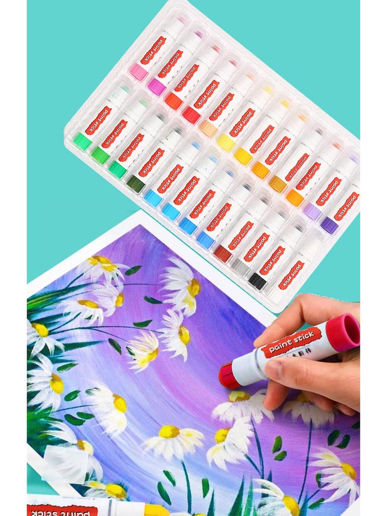 Tu Tu Mei Quick-Dry Children's Paint Sticks - High-Saturation Dazzling Colors (12/24 Set)