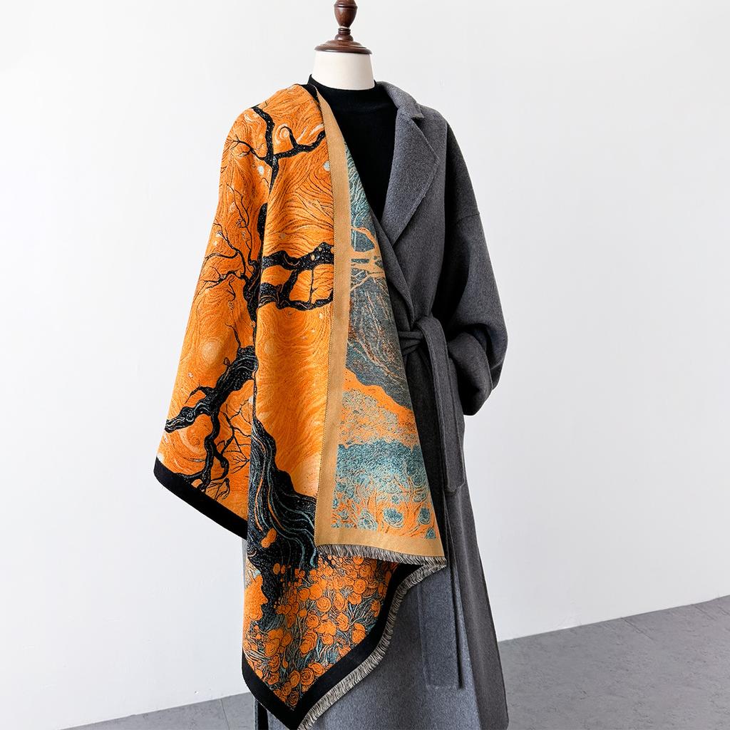 Fashion Autumn Winter Warm Cashmere Scarf Pattern Long Tassels Women Thicken Wrap Shawl Muffler Pashmina Bufanda Blanket Echarpe