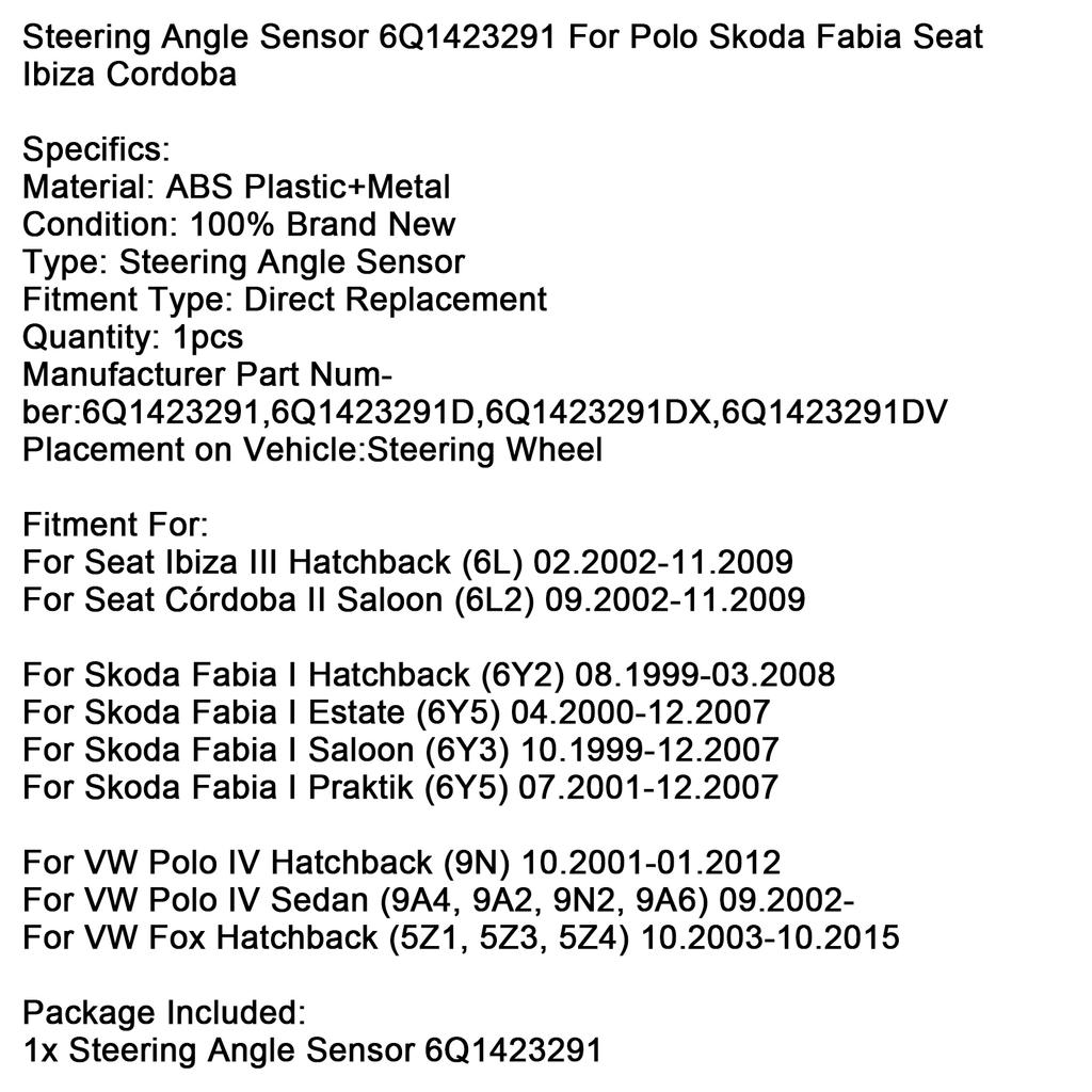 Steering Angle Sensor 6Q1423291 For Polo Skoda Fabia Seat Ibiza Cordoba