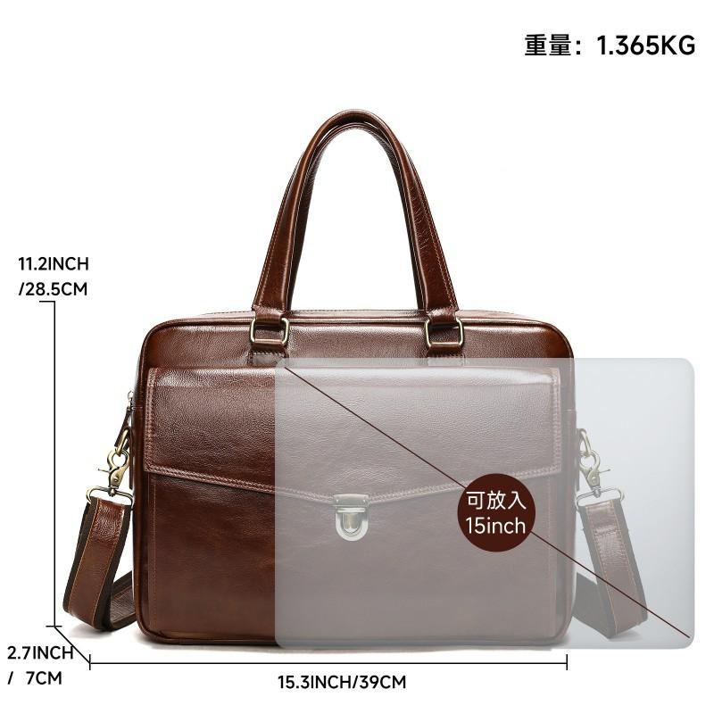 Leather Conference Briefcase High-end Men's Business Handbag Travel Computer Bag Oil Wax