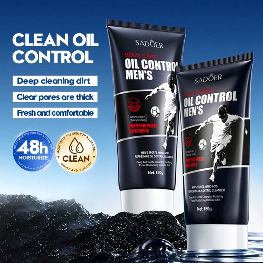 1PC Men's Amino Acid Refreshing Oil Control Cleanser, Deep Cleansing, Moisturizing Skin, Mild Ingred