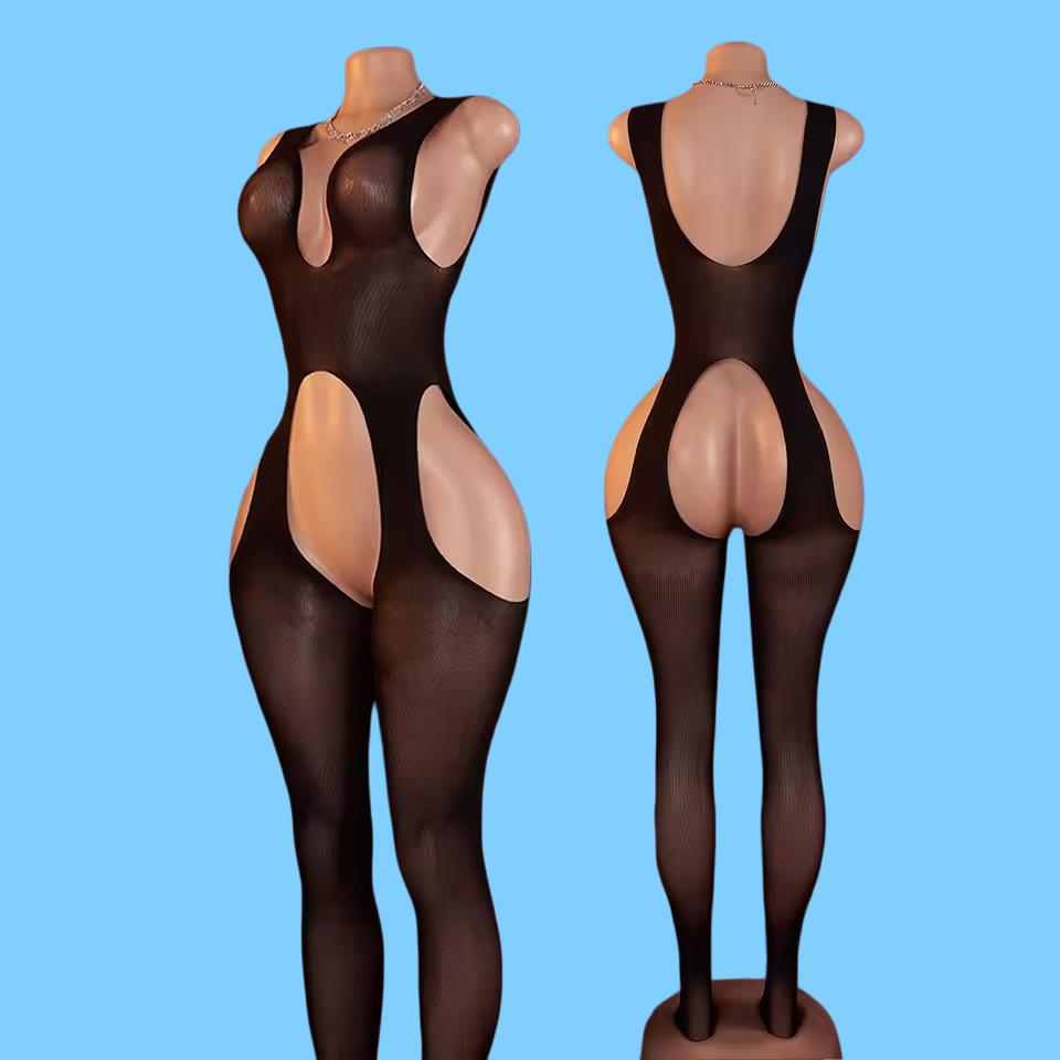 Black New Bodystocking Sexy Lingerie Women Body Doll Erotic Underwear Crotchless Porn Sleeveless Bodysuits Costumes Sleepwear