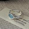 Xiaomi 925 Sterling Silver Rings for Women Couple Minimalist Handmade BLue Round Stone Ring Fine Jewelry Gift Prevent Allergy