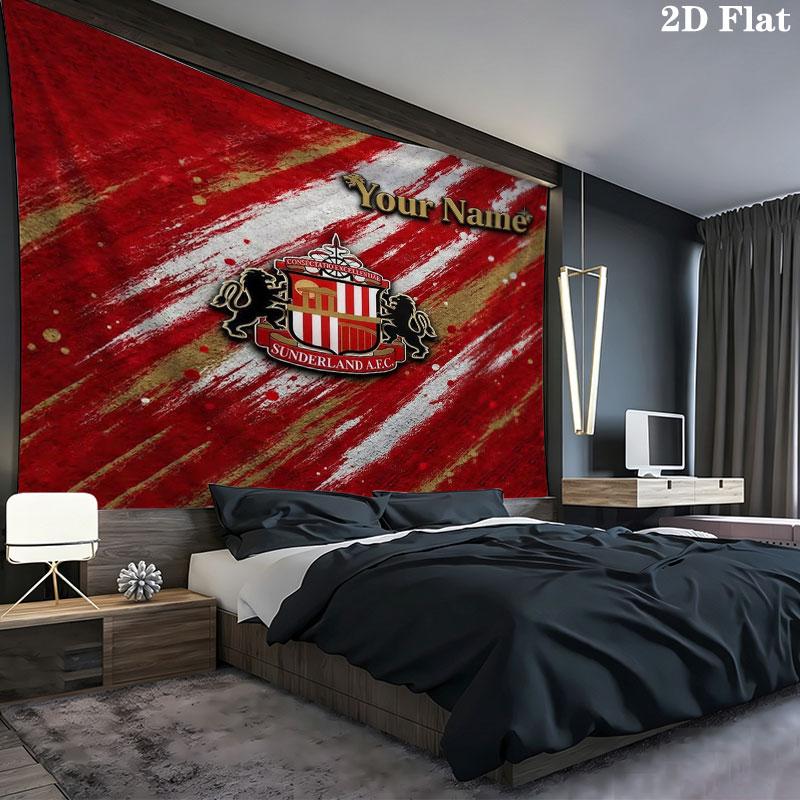 Sunderland A.F Custom Name Wall Tapestry Aesthetic Wall Hanging Printed Fabric Blanket Decorative Tapestries for Bedroom Living Room Home Decor