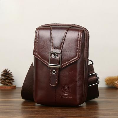 Men's One-shoulder Messenger Mobile Phone Bag Retro Multifunctional Buckle Mobile Phone Waist Bag Casual Men's Bag