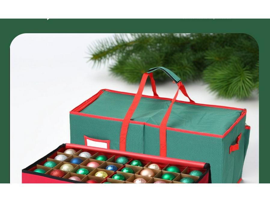 Foldable Oxford Cloth Storage Box with Detachable Compartments for Christmas Balls