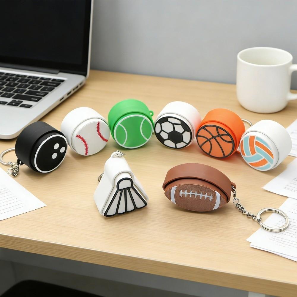 3D Printed Sports Balls Clicker Key Chain Sport Theme Cartoon Sensory Clicker Football Tennis Basketball Baseball