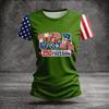 Blusa Feminina da Moda Casual de Manga Curta com Estampa e Gola Redonda
