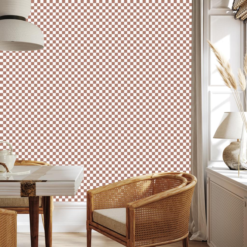 Beige and white checkerboard wallpaper for living room and bedroom 50x1000